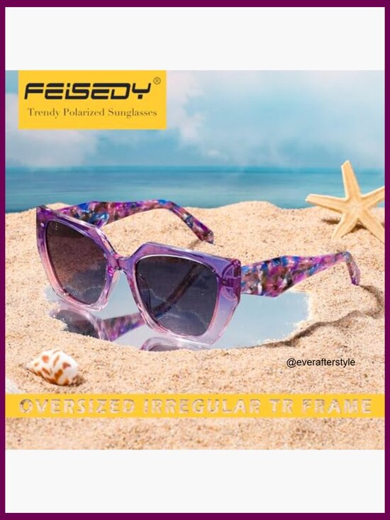 TR Frame Polarized Sunglasses, Oversized Square Retro Shades UV400